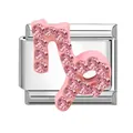 Charm Capricorno con strass rosa per bracciale modulare italiano in acciaio inossidabile - Capricorno Strass Rosa / 1x0.9 cm / Argento