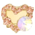 Maillon de bracelet italien coeur doré avec cristaux pêche et pierre iridescente - Cœur Strass Jaune / 1 Pièce / Or