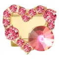 Charme modulaire en forme de cœur doré avec cristaux roses pour bracelet - Cœur Zircon Rose Foncé / 1 Pièce / Or