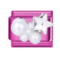 Maillon de charme italien magenta orné de perles blanches et d'une étoile argentée - Étoile de perle / 1*0.9cm / Rose rosé
