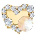 Maillon de bracelet italien en cœur doré avec cristaux blancs et couleur champagne - Cœur Zircon Blanc / 1 Pièce / Or