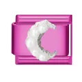 Charm modulaire italien fuchsia élégant avec demi-lune en perles pour bracelets DIY - Collier Lune Perle / 1*0.9cm / Rose rosé