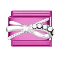 Maillon de charme italien magenta avec un nœud en strass argenté pour bracelets DIY - Nœud / 1*0.9cm / Rose rosé