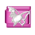 Charm italien papillon fuchsia élégant pour bracelet modulaire personnalisé en acier - Papillon en Cristal Blanc / 1*0.9cm / Rose rosé