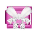 Module papillon rose avec pierres blanches pour bracelet à breloques italien DIY - Nœud œil de chat / 1*0.9cm / Rose rosé