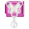 Charme papillon magenta avec une perle blanche pendante pour bracelets modulaires DIY - Perle Papillon / 1*0.9cm / Rose rosé