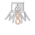 Detalle de abalorio italiano con diseño 'MOM' e infinito en oro rosa con cristales. - Estilo Letras MOM (D447)