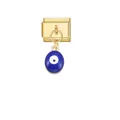 Detail view of gold Italian charm link with blue Evil Eye pendant for DIY bracelets - Oval Blue Enamel Evil Eye Style (D816) / Gold