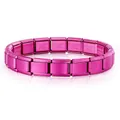 Dettaglio del bracciale modulare italiano magenta opaco con incisione in acciaio inox - Frutto del Drago