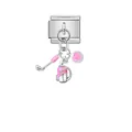 Detail of silver stainless steel golf theme Italian charm with pink enamel accents - Golf Sport (D403)
