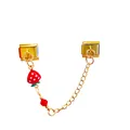 Detail of a gold Italian charm bracelet module featuring a cute red strawberry pendant. - 3D Enamel Strawberry Charm (D675) / Gold