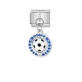 Close-up detail of silver stainless steel soccer charm for Italian modular link bracelet - Soccer Ball (D419)