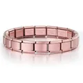Vista dettagliata del bracciale modulare italiano DIY in acciaio inossidabile rosa opaco - Rosa intenso