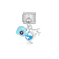 Detail of travel themed Italian charm featuring a blue camera, globe and airplane - Travel Set Style (D393)