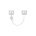 Λεπτομερής προβολή ιταλικού modular charm με αλυσίδα ασφαλείας και λευκό κρύσταλλο - Στυλ Λευκού Γενέθλιου Λίθου (D815)