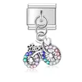 Detailed view of a bicycle-shaped modular charm with colorful stones and Love engraving - Bicycle LOVE Style (D450)