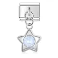 Primer plano de un dije de estrella plateado con cristal azul claro para pulseras DIY. - Estilo Estrella (D452)