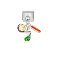 Close-up of Italian modular charm link with donut, coffee and hotdog dangles - Afternoon Tea Food Style (D396)