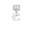 Detail view of a dolphin charm pendant for stainless steel Italian modular bracelets. - Leaping Dolphin Pendant (D520) / Silver