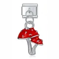 Dije de champiñón en esmalte rojo para pulsera de eslabones italianos accesorio DIY - Estilo Hongo (D453)