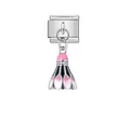 Detailed view of Italian modular charm featuring a pink and black enamel shuttlecock - Shuttlecock (D408)