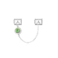 Detail view of Italian charm link with a sparkling green peridot birthstone. - Green Birthstone Style (D811)