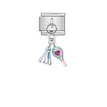Close-up detail of Italian modular charm with shuttlecock and tennis racket charms - Tennis Racket (D410)