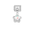 Detailed view of an Italian modular charm featuring a colorful star-shaped pendant - Iridescent Star Pendant (D519) / Silver