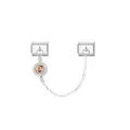 Macro detail of stainless steel Italian charm with champagne birthstone - Champagne Birthstone Style (D808)