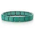 Vista dettagliata delle maglie modulari in acciaio inossidabile verde opaco del bracciale. - 1 Pezzo/Pacchetto / Verde