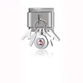 Vista detallada de charm italiano con colgante MOM y cristal de corazón rosa. - Estilo MOM Strass Rosa (D455)
