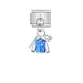 Detail of stainless steel Italian charm with baseball bat and varsity jacket pendant - Baseball Jacket and Bat (D413)