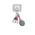 Detail of an Italian modular charm featuring a pink badminton racket and shuttlecock. - Badminton Racket (D415)