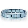Primo piano dettagliato della finitura blu opaco del bracciale modulare in acciaio inox. - 1 Pezzo/Pacchetto / Blu