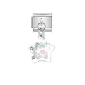 Detailed macro view of a silver stainless steel star charm for Italian modular bracelets - Blooming Rhinestone Star (D512) / Silver