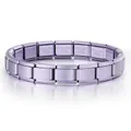 Dettaglio ravvicinato del bracciale modulare italiano opaco viola con incisione in inox - 1 Pezzo/Pacchetto / Viola