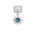 Silberner italienischer Modul-Charm-Anhänger mit funkelnder Sonne und blauem Motiv - 1 Stück / Sonne Sternenhimmel (D557)