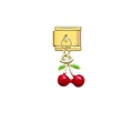 Detailed view of gold Italian charm with a red cherry fruit pendant - Cherry (D716)