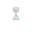 Detailansicht eines silbernen Armband-Charms mit blau glitzerndem Meerjungfrau-Anhänger - 1 Stück / Meerjungfrauenschwanz (D564)