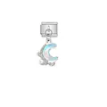Detailansicht eines italienischen Anhängers mit Opal-Mondsichel und glitzernden Kristallen - 1 Stück / Mond Opal (D568)