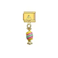 Detailed view of Italian charm module with a colorful striped candy pendant - Candy (D719)
