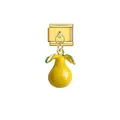 Detailed view of a golden Italian modular charm featuring a cute yellow pear pendant - Yellow Pear (D704)