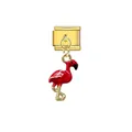 Gold Italian charm with a vibrant red flamingo pendant for DIY bracelets, detail view. - Red Flamingo (D701)