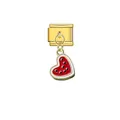Detail view of heart-shaped watermelon charm for Italian modular DIY jewelry bracelet - Heart Watermelon (D695)