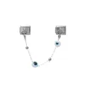 Close-up of modular Italian charm featuring blue evil eye beads and silver chain link. - Eye Beaded Style (D726)