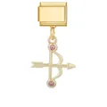 Maillon charm italien doré avec pendentif arc et flèche et pierres roses - Arc Et Flèche Diamant Rose (M294241) / 1 Pièce / Or