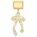 Charm modulaire italien doré avec pendentif en forme de nœud et jolis motifs de cœurs - Nœud Papillon Texturé (M294241) / 1 Pièce / Or