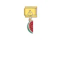 Detailansicht eines Wassermelonen-Anhängers an einem goldenen italienischen Modul-Link - Wassermelonen-Charm (D304)