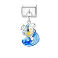 Detailansicht eines silbernen Wassermann-Charms für italienische Armbänder in Blau. - Wassermann (D0132)