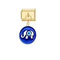 Italian charm bracelet link featuring a blue enamel evil eye elephant dangling pendant - White Elephant Evil Eye (D829)